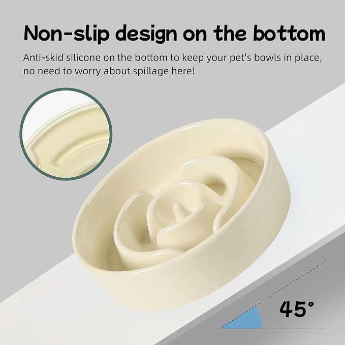 Havniva 6.1” Raised Slow Feeder Dog Bowls, 0.9 Cups Ceramic Dog Bowl Slow Feeding for Small Breed, Elevated Puzzle Dog Food Bowl with Wooden Stand Non-Slip Anti-Gulping & Anti-Choking