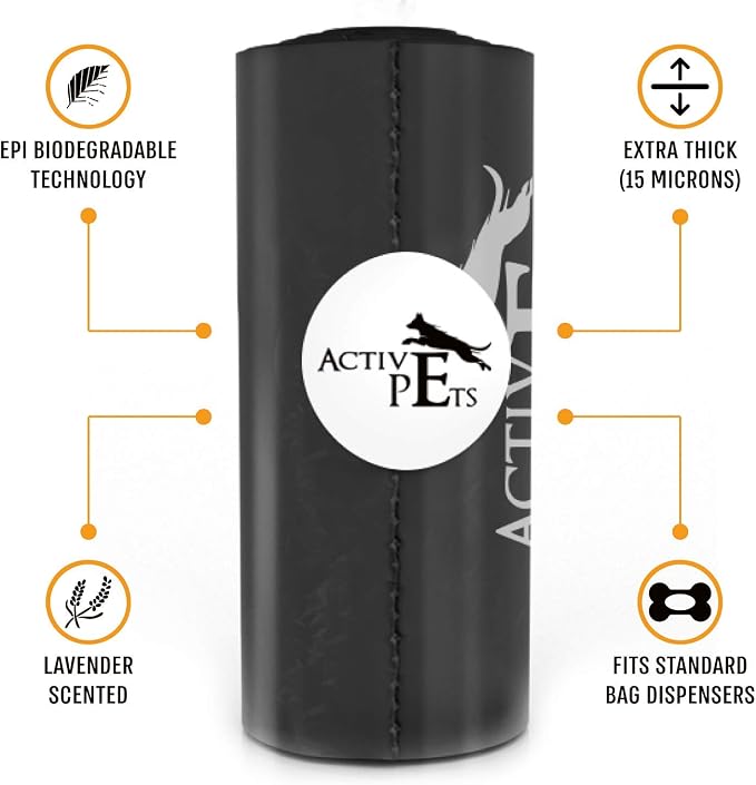 Active Pets Extra Thick Lavender-Scented Dog Waste Bags - Leak-Proof & Easy-Tear for Eco-Friendly Poop Disposal
