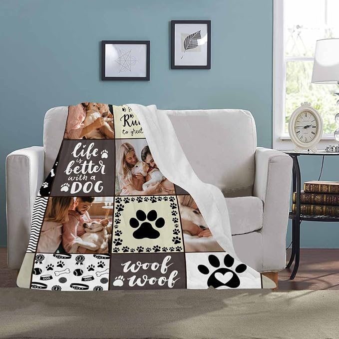 Artsadd Custom Memorial Blanket with Photos and Name-in Loving Memory Gifts Personalized for Loved Ones Lost-Remembrance Blankets for Dogs Cats Pets Lover-Family Photos