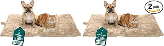 Furhaven ThermaNAP Self-Warming Cat Bed for Indoor Cats & Large/Medium Dogs, Washable & Reflects Body Heat - Quilted Faux Fur Reflective Bed Mat - Cream, Large (Pack of 2)