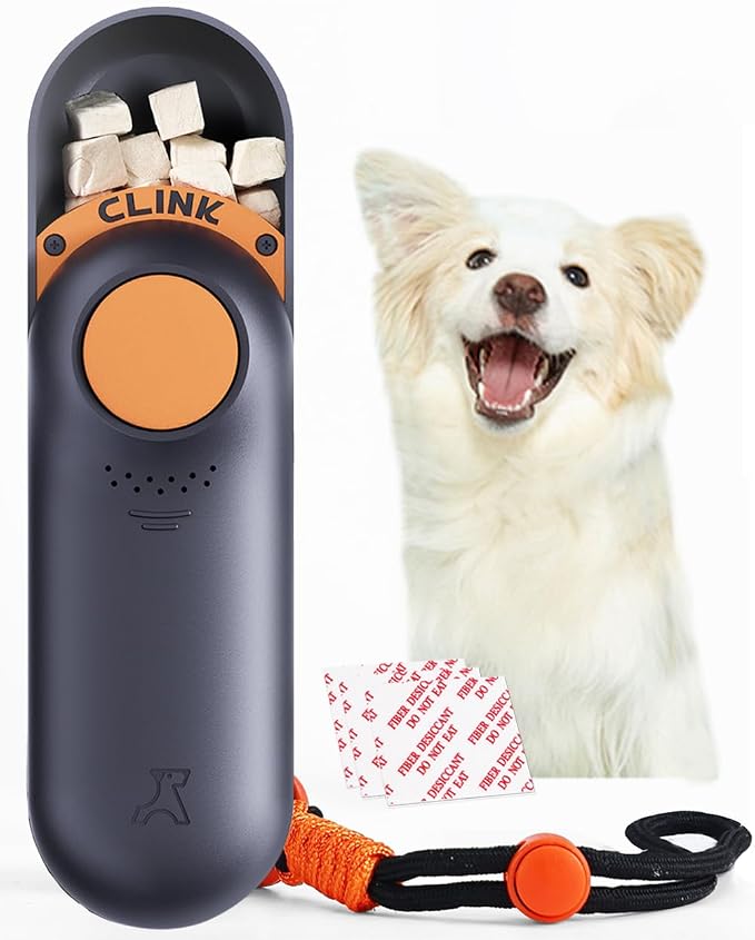 Clink Design Dog Training Clicker & Dog Clicker with Treat Storage, Black | Clicker Dog Trainer, Compact Dog Clicker for Puppy Training or Cat Clicker, 2.36 oz