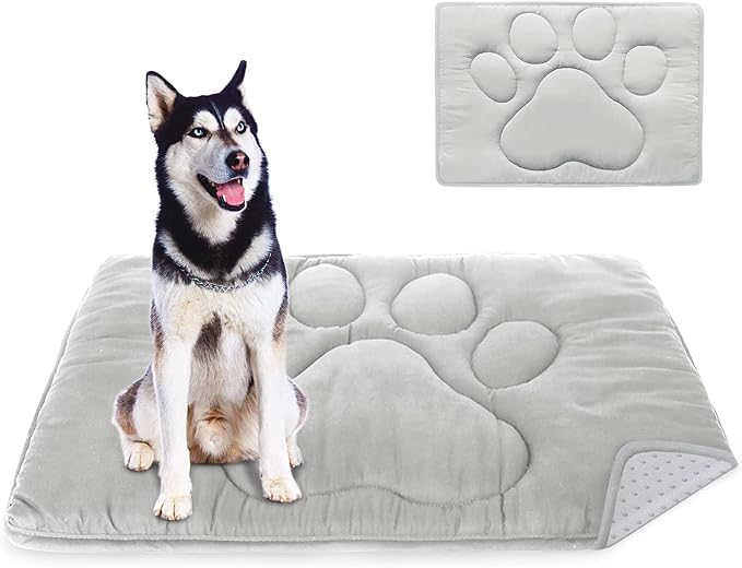 Dog Crate Pad 28"x 42", Dog Mat with Anti-Slip Bottom for Pet Sleeping | Breathable Crate Bed Kennel Pad,Dark Colored to Hide Stains, Grey