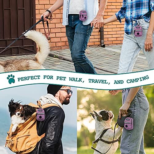 PetAmi Dog Poop Bag Holder for Leash, Waste Bag Dispenser Pet Pouch, Purple