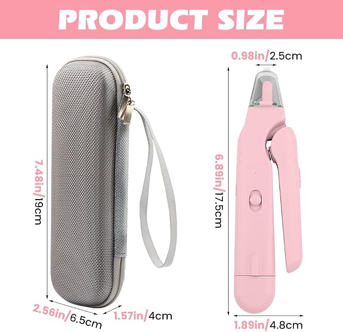 2-in-1 Dog Nail Grinder & Dog Nail Clippers Trimmers, Dogs Trimmer with LED Light + Splash Guard + Storage Case, Pet Claw Clippers for Dogs Cats, USB Rechargeable (Pink)