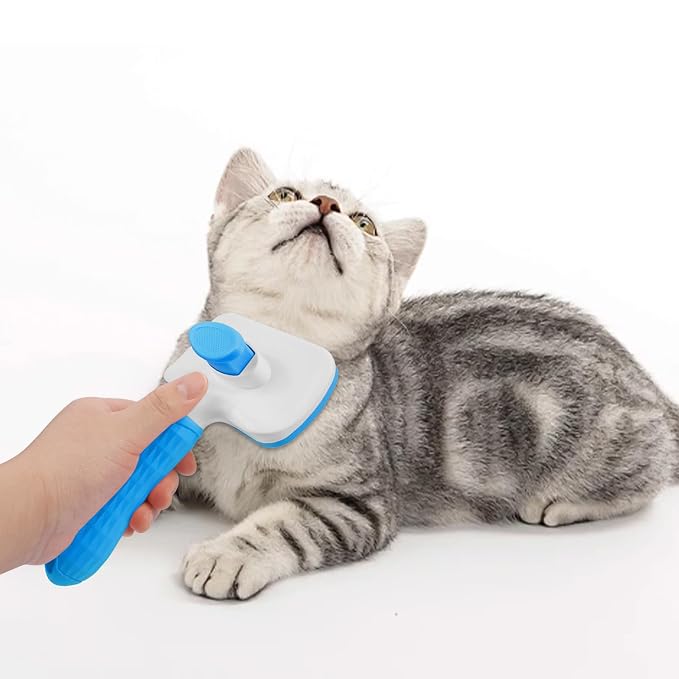 Dog & Cat Brush, Self Cleaning Slicker Brush for Pets Shedding | 1 Click Clean,Lightweight,Massaging Particles,Soft Non-slip Handles,For All Furry Animls