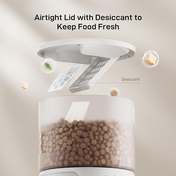 Automatic Cat Feeder: 3L Auto Food Dispenser with Timed Feeding| 6 Meal Programmable& 1-20 Portion Precise Control- Easy to Clean & Setup for Cat Indoor| Desiccant Bag Keep Food Fresh