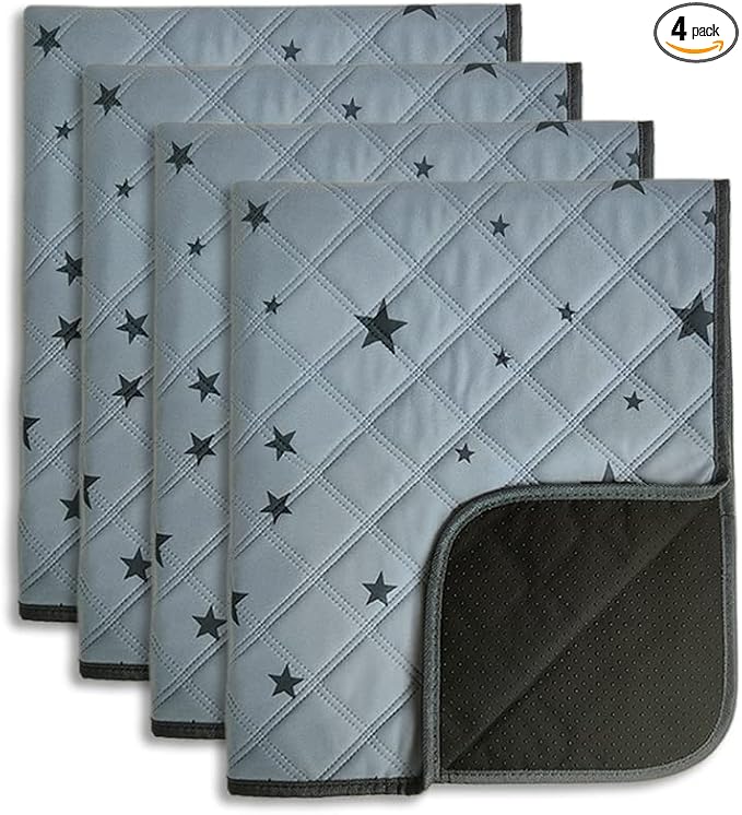 RIOUSSI Reusable Pee Pads for Dogs, Puppies. Washable, Absorbent, Leakproof | Soft Material | Non-Slip Bottom | Ideal for Dog Potty Training | Gray Stars, 20"x28", 4-Pack