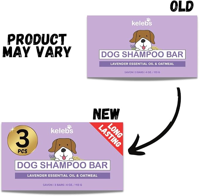 Kelebs Dog Shampoo | Allergies and itching | Dog Shampoo for Sensitive Skin | All Natural Dog Soap Bar with Lavender Oil & Oatmeal | Puppy Shampoo | No Plastic Vegan | 3PCS