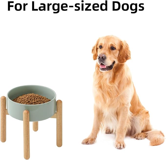 Havniva 8.3inch Ceramic Raised Dog Bowl with Stand, Elevated Dog Bowls for Large Breed Dog Food and Water Bowl Non-Slip Dog Dish Large Capacity Feeding Pet Water Bowl