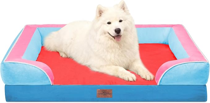 Comfort Expression Orthopedic Dog Beds for Large Sized Dog with Bolster | Waterproof Dog Couch Bed with Washable Cover & Non-Slip Bottom, Supportive Egg Crate Foam Large Pet Bed, 36x27 Inch