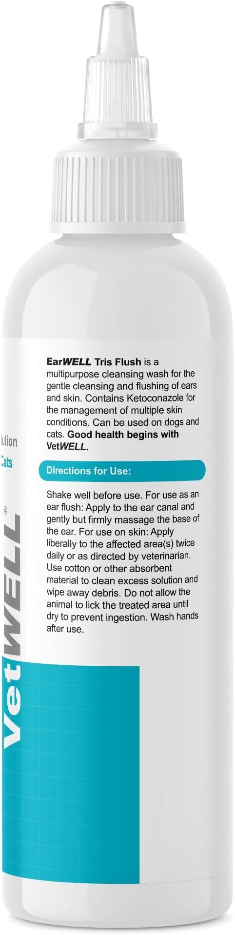 VetWELL EarWELL Tris Flush Dog Ear Cleaner Solution 12oz | Otic Cleanser Drops to Help Eliminate Odor and Relieve Skin Irritations, 12oz