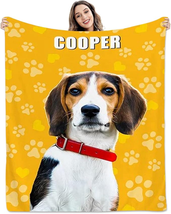 Pamaheart Custom Dog Face Blankets, Personalized Pet Photo Blanket, Fleece Dog Blankets, Customized Photo Throws, Dogs Dad Gifts, Pet Lover Gifts, Memorial Gift /36