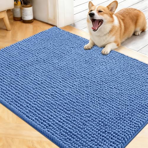 OLANLY Dog Door Mat for Muddy Paws 40x32, Extra Absorbent Chenille Mud Mat