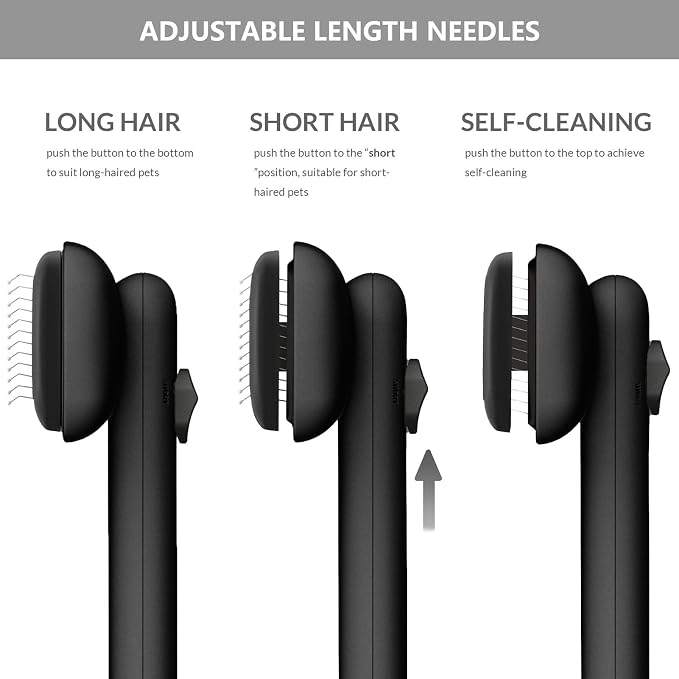 Self Cleaning Shedding Brush Grooming Tool for Long and Short Haired Dogs Cats Deshedding Hair Removal (Black)