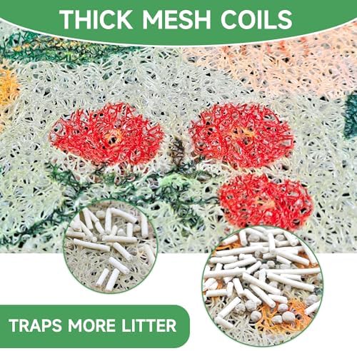 Cat Litter Mat, 35" x 23" Litter Box mat, Upgrade Non-Slip Kitty Litter mat, Traps 100% Litter, Soft on Kitty Paws, Easy Clean for Scatter Control, Bohe cat Food mat, Urine Waterproof