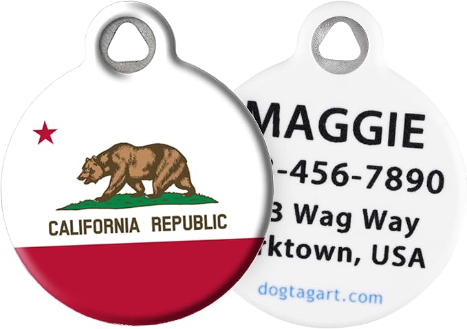 California Flag - Custom Pet ID Tag for Dogs and Cats LARGE SIZE