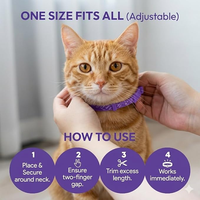 4 Pack Calming Collar for Cats: Anti Anxiety - cat Stress and Anxiety Relief, cat pheromone Collar