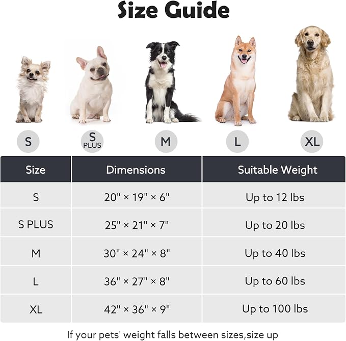 JOEJOY Dog Bed for Small Medium Dogs, Removable Washable Cover Orthopedic Soft Faux Rabbit Fur Pet Bed, Anti-Slip Fluffy Plush Puppy Bed, 25"x21"x7", Leopard Print, Beige