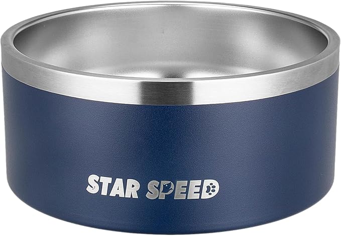100oz Stainless Steel Dog Bowl. Dog Food Water Bowls with Non-Slip Rubber Bottom, Double Wall Dog Bowl for Small Medium Large Dogs, Dishwasher Safe,Navy Blue