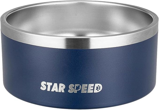 100oz Stainless Steel Dog Bowl. Dog Food Water Bowls with Non-Slip Rubber Bottom, Double Wall Dog Bowl for Small Medium Large Dogs, Dishwasher Safe,Navy Blue