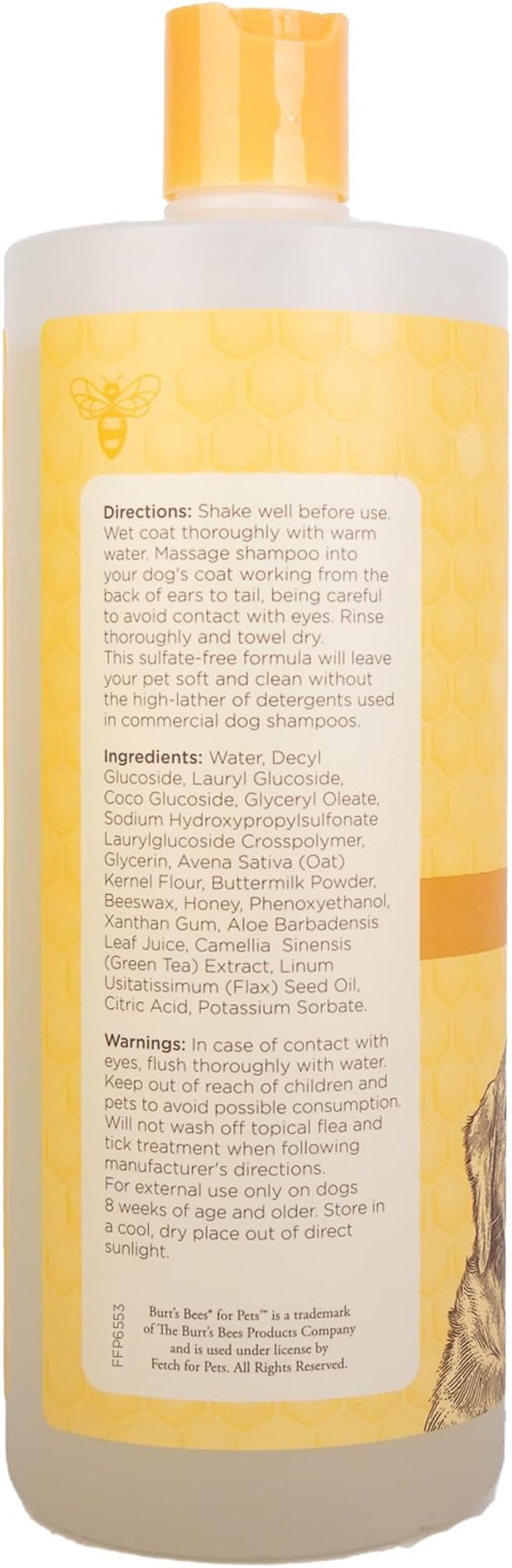 Burts Bees for Pets Oatmeal Dog Shampoo, Honey Scent, 32 Fl Oz, 2-Pack | Colloidal oatmeal and honey, pH-balanced formula, soothing, itchy and sensitive skin