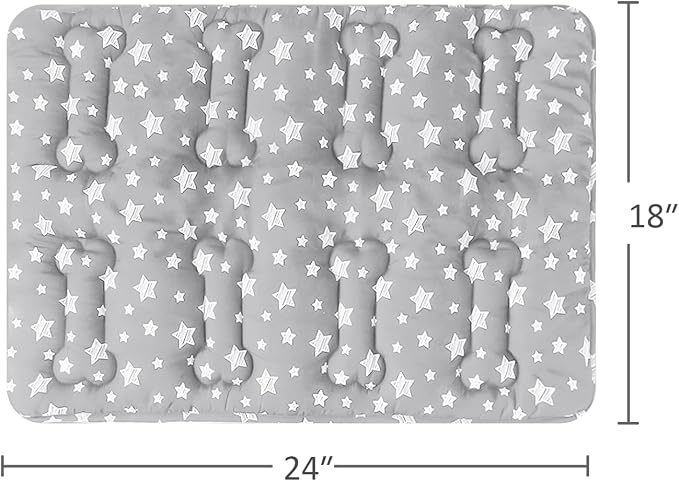 Moonsea Dog Crate Mat (24" X 18") 2 Pack, Soft Bed Mat with Cute Prints, Personalized Dog Crate Pad, Anti-Slip Bottom, Machine Washable Kennel Pad, Grey