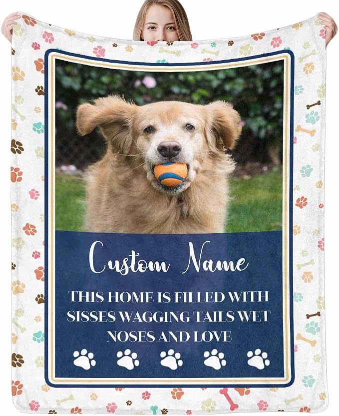 Artsadd Personalized Memorial Blanket with Pictures Pet Loss Sympathy Gift in Memory of Dog Cat Custom Photo Blanket