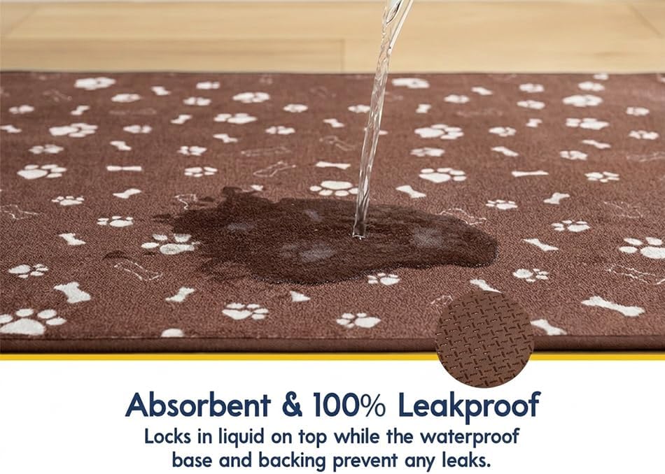 Muddy Mat® Washable Pee Pads for Dogs, Super Absorbent Reusable Puppy Pads–100% Waterproof Pee & Potty Training Pads for Pets, Non-Slip Dog Pads for Crates, Playpens and Floors - 2 Pack, Brown 36"x48"