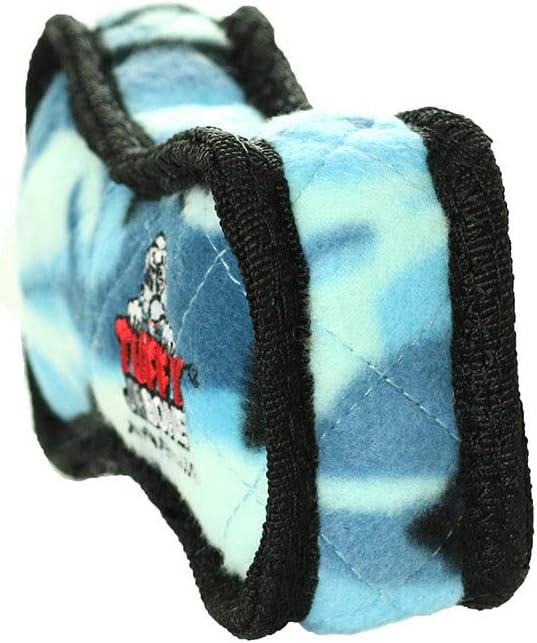 TUFFY - World's Tuffest Soft Dog Toy - Junior Bone -Squeakers -Multiple Layers. Made Durable, Strong & Tough.Interactive Play(Tug, Toss & Fetch). Machine Washable & Floats (Camo Blue, Bone2 2 Pack)