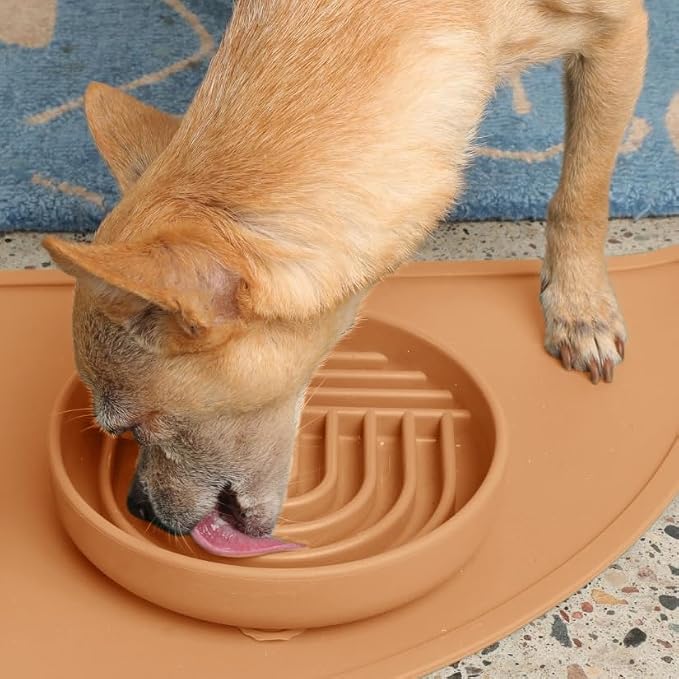 Should We Go? Slow Feeder Dog Bowls - Small Size Silicone Slow Eating Dog Bowl for Puppies & Dogs with Suction Cup -Dishwasher-Safe,Lick Mat Design,Reduces Gulping,for All Breeds, 6”x1.25”-Terracotta