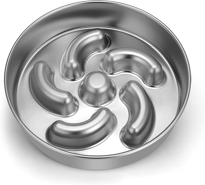 Slow Feeder Dog Bowl, 2 Cups Stainless Steel Heavy Duty with Non-Slip Base 8.7 inch Puzzle Maze Dog Food Bowls for Medium, Large Breed Size Dogs to Slow Down Eating