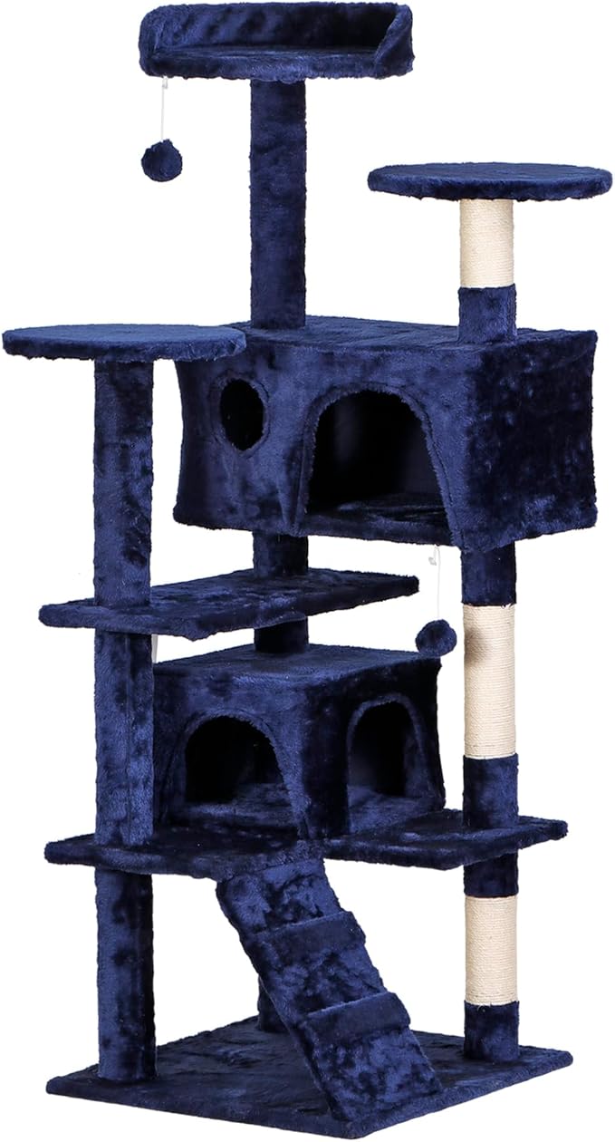 54 in Cat Tree Tower for Indoor Cats Multi-Level Cat Condo Cat Bed Furniture with Scratching Post Kittens Activity Center