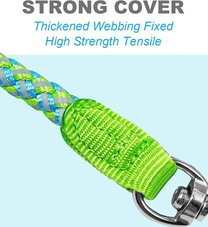 10 Foot Reflective Dog Leash Strong Nylon Rope Braided Heavy Duty for Large Medium Small Dogs Walking Training Leads (Green, 1/2")
