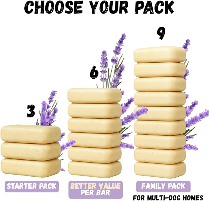 Kelebs Dog Shampoo | Allergies and itching | Dog Shampoo for Sensitive Skin | All Natural Dog Soap Bar with Lavender Oil & Oatmeal | Puppy Shampoo | No Plastic Vegan | 3PCS