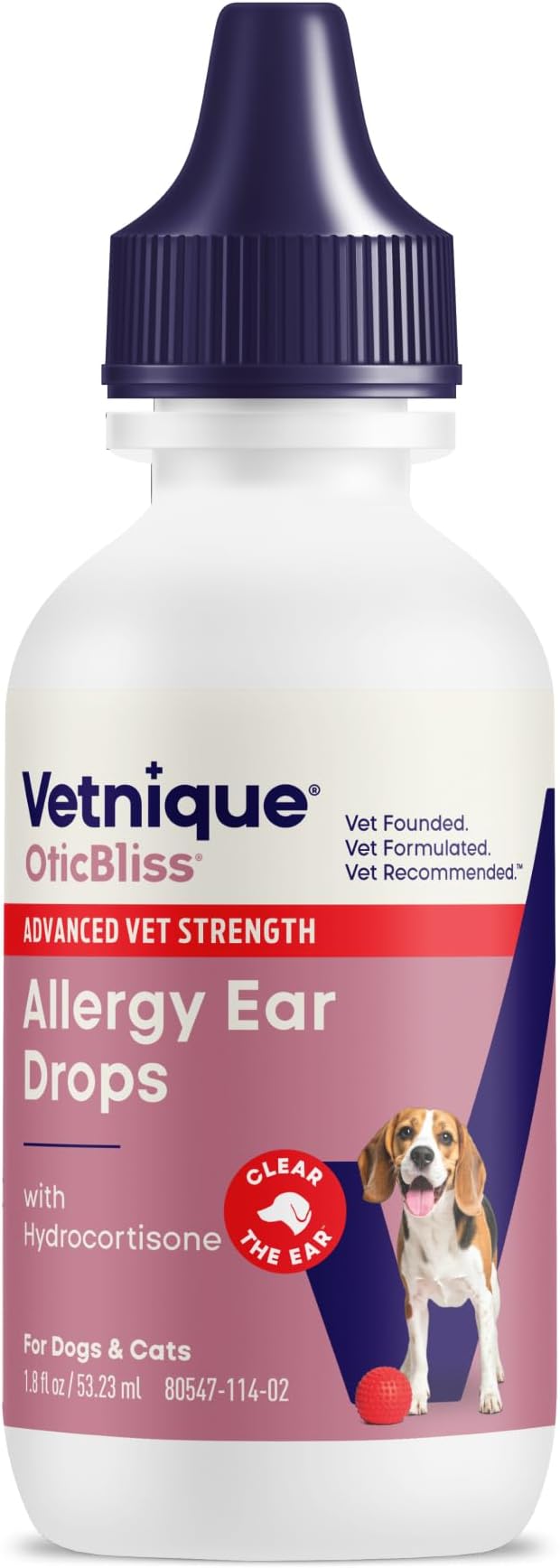 Vetnique Oticbliss Medicated Ear Drops for Dogs & Cats, Infection & Allergy (Allergy Ear Drops) | Medicated Otic Drops in Two Formulas, MicroSilver BG for Infection & 1% Hydrocortisone With Chitosan for Allergy Itch Relief