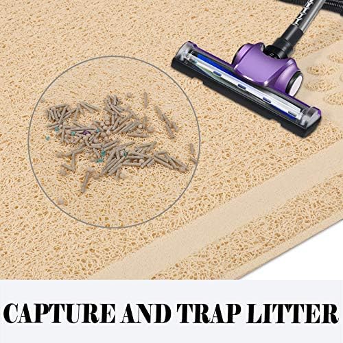 UPSKY Large Cat Litter Mat Trapper 35"×23", Waterproof, Non-Slip, Beige