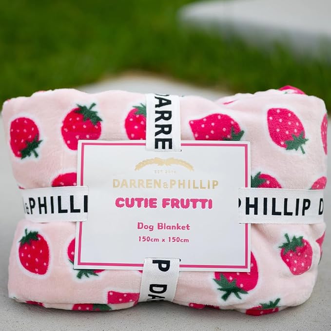 Darren & Phillip Cutie Frutti Strawberry Blanket - Ultra-Soft Blankets Made with Plush Fleece - Perfect as a Dog Bed Blanket or for Cuddling with Your Pup - Ultra-Snuggly Blankets for Dogs & Humans