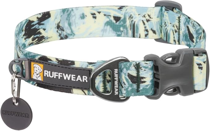 Ruffwear, Front Range Dog Collar, Adjustable Tubelok Webbing, Lightweight, Side Release Buckle, Aluminum V-Ring, Durable for Everyday Use, Sweeping Sage, 11"-14"