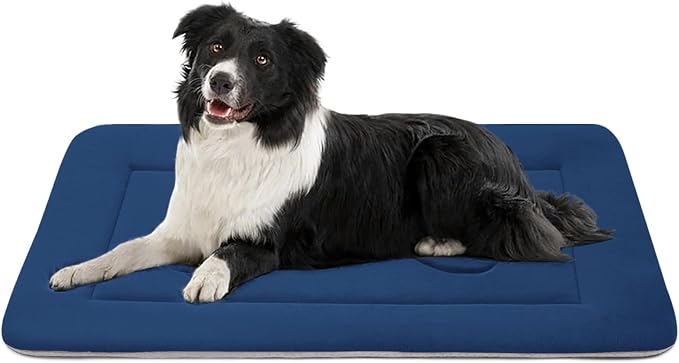 Dog Bed Soft Dog Crate Pad Mat for Medium/Large Dogs 36 in Non-Slip Bottom Washable Dog Sleeping Mattress Pet Beds Cat Beds Kennel Pads, Dark Blue