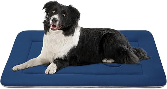Dog Bed Soft Dog Crate Pad Mat for Medium/Large Dogs 36 in Non-Slip Bottom Washable Dog Sleeping Mattress Pet Beds Cat Beds Kennel Pads, Dark Blue