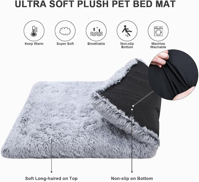 Medium Dog Bed Washable, Soft Puppy Crate Pad 30", Plush Pet Mat Sleeping | Machine Washable, Anti-Slip Bottom, Kennel Pad 30*20", Ultra Soft Cozy, Easy to Care,40lbs, Cat Bed