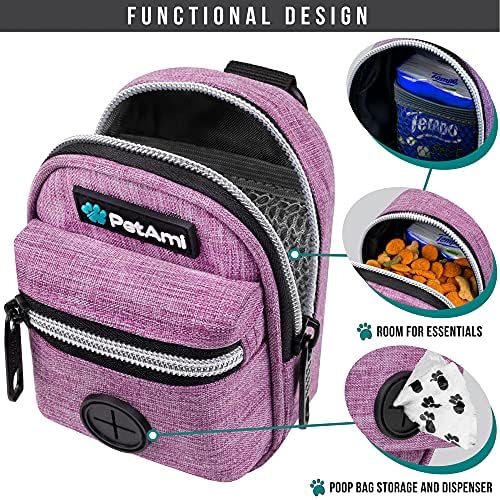 PetAmi Dog Poop Bag Holder for Leash, Waste Bag Dispenser Pet Pouch, Purple