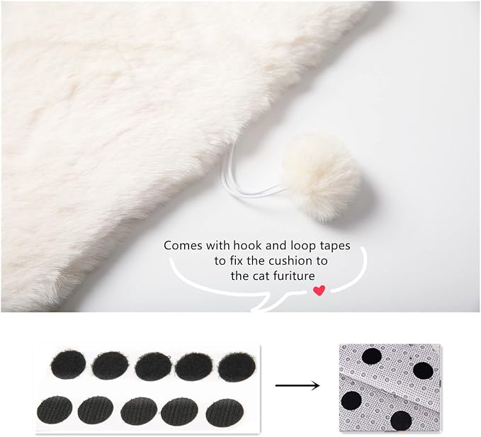 SHENGOCASE 2-Pack 10"x18" Rectangular Faux Rabbit Fur Cat Dog Bed Cushion Pad Mat, Cat Tree Tower Replacement Cushion Pad for Window Perch Carrier House Cage Crate Kennel Furniture