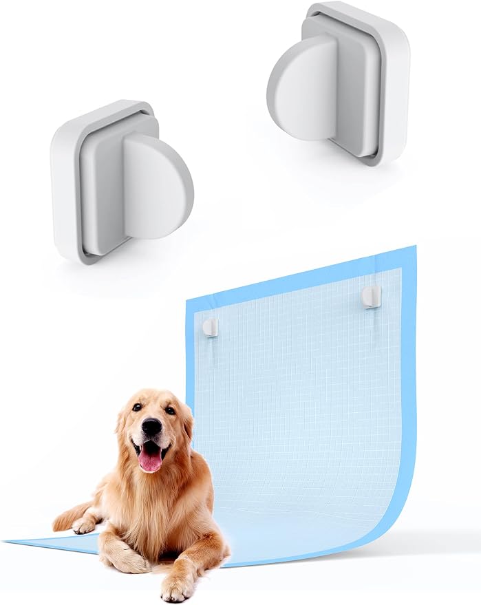 Pee Pad Holder for Dogs Potty Training Pad Magnetic Wall Holder for Leg-Lifting Dogs & Marking in the House Compatible with Any Size of Puppy Pee Pads (White)
