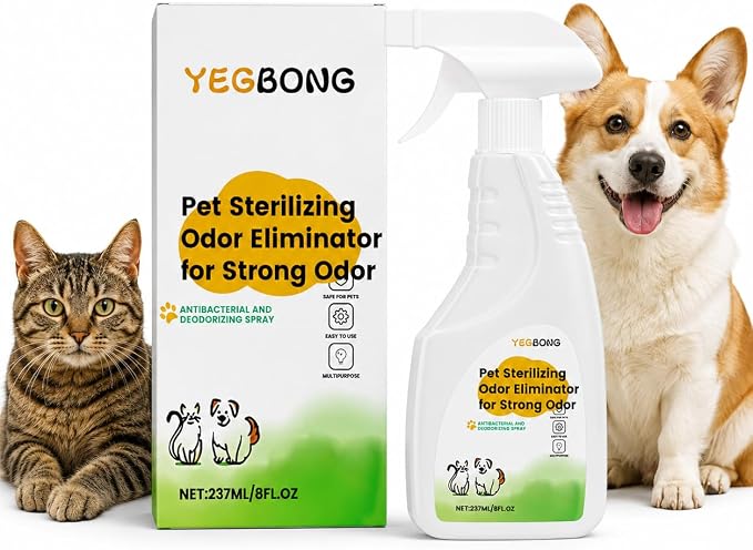 Pet Stain & Strong Odor Eliminator, Dog & Cat Pee Urine Destroyer for Carpet, Upholstery - Cleaner Spray for Pet Stain Remover, Urine, Poop, Pee, Deodorizer, Air Freshener in Home & Car - 8FLoz
