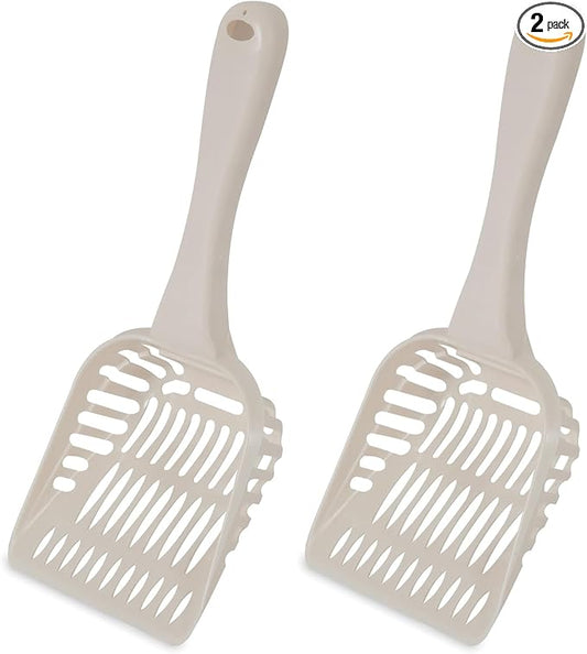 Petmate Litter Scoop for Cats, Jumbo Size, Bleached Linen, (Pack of 2)