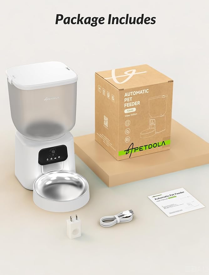 Automatic Cat Feeder with Camera, 5L Timed Cat Food Feeder,2-Way Audio & App Remote Control,Desiccant Bag,Auto Pet Dispenser for Cats and Dogs