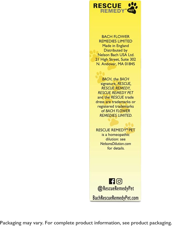 Rescue Remedy Pet Dropper - 20mL - Stress & Tension Support for Dogs & Cats with Bach Natural Flower Essences - Sedative-Free, Homeopathic Liquid Formula - For All Breeds, Ages & Weights