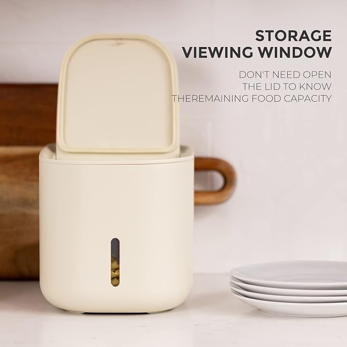 Zuutii Rice Storage Container,Food Container, Dry Food Storage,7.2lbs Pet Food Dispenser, 6.9Qt/11lbs Large Storage Bin with Lid,Silicone Ring & Moisture Proof,for Grain Cereal Soybean Corn,Begie