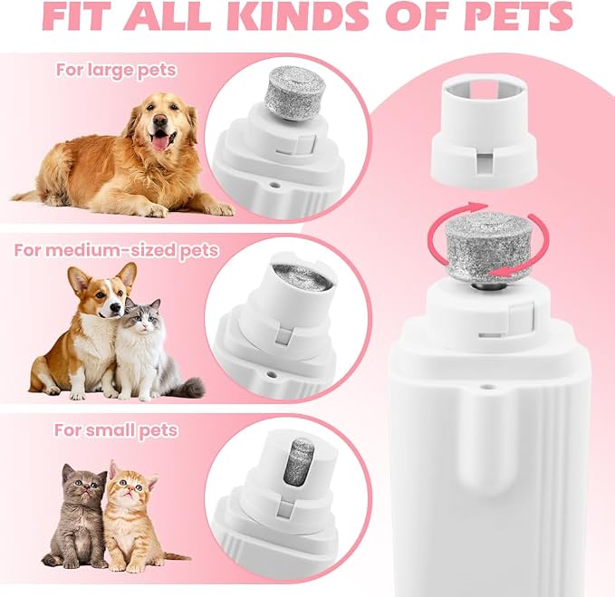 2-in-1 Dog Nail Grinder & Dog Nail Clippers Trimmers, Dogs Trimmer with LED Light + Splash Guard + Storage Case, Pet Claw Clippers for Dogs Cats, USB Rechargeable (White)